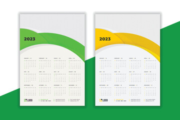 2023 wall Calendar new year vector illustration. The week starts on Monday. Annual calendar 2023 template. Planner 2023 year. English calendar template. corporate Wall calendar in a minimalist style