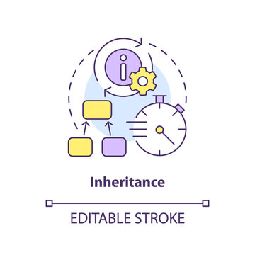 Inheritance concept icon. Object-oriented programming principle abstract idea thin line illustration. Reuse behavior. Isolated outline drawing. Editable stroke. Arial, Myriad Pro-Bold fonts used