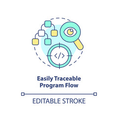 Easily traceable program flow concept icon. Procedural programming benefit abstract idea thin line illustration. Isolated outline drawing. Editable stroke. Arial, Myriad Pro-Bold fonts used