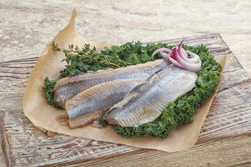 Marinated Herring fillet with onion