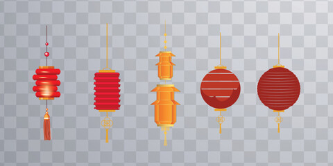 Asian traditional lanterns set