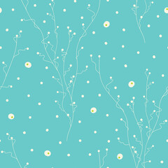 Algae Grove. Vector soft cyan seamless pattern background.