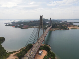Aerial view of Barelang Bridge, a landmark and iconic bridge in Batam, Riau Islands, Indonesia
