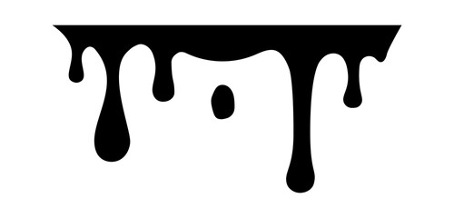 Drip of honey, melt drop. Black chocolate. Vector ink paint liquid. Sause syrip shape set