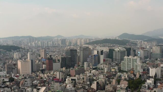 [korea drone footage] Seoul cityscape, Jongno, Mapo, Hongdae, , Hongik University, downtown