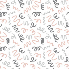 Squiggle shapes. Wavy and swirled brush strokes. Vector seamless pattern