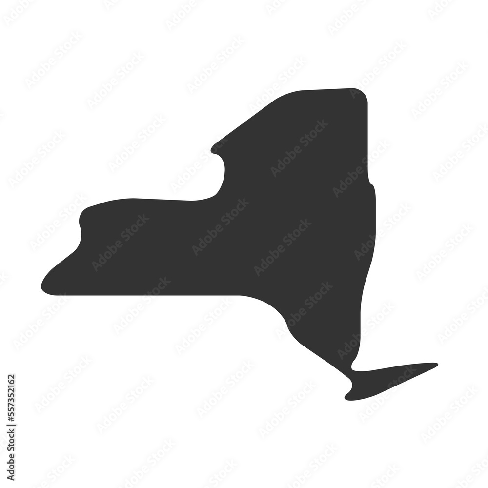Sticker New York state of United States of America, USA. Simplified thick black silhouette map with rounded corners. Simple flat vector illustration - Stickers