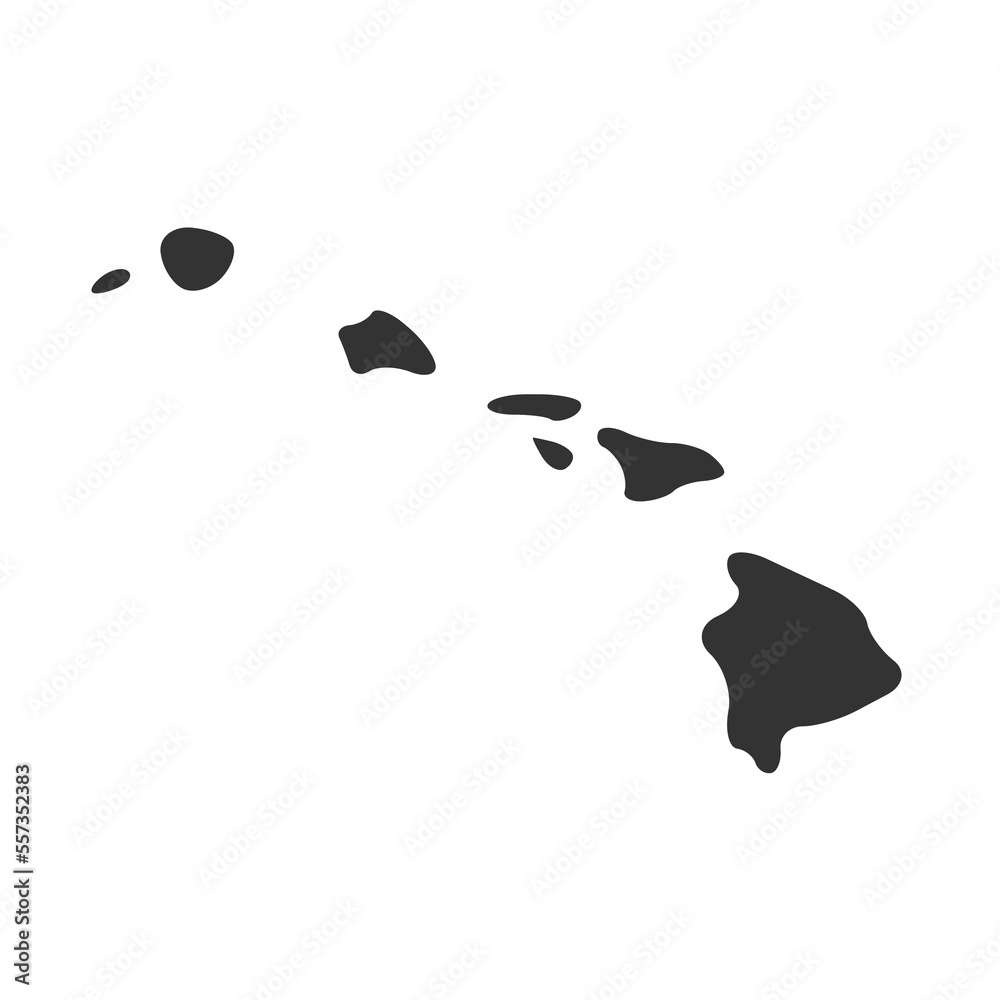 Sticker Hawaii state of United States of America, USA. Simplified thick black silhouette map with rounded corners. Simple flat vector illustration - Stickers