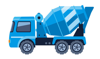 Fototapeta premium Concrete mixer truck in a flat style on white background. Vector illustration. Modern construction Vehicle icon. Isolated illustration.