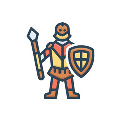 Color illustration icon for knight