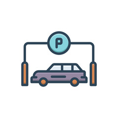 Color illustration icon for parking