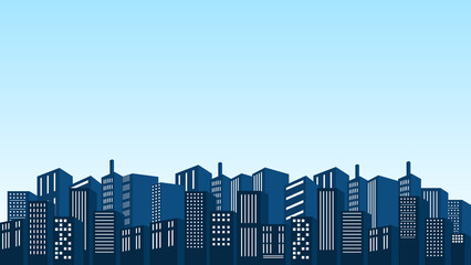 City background in the morning with many tall apartment buildings