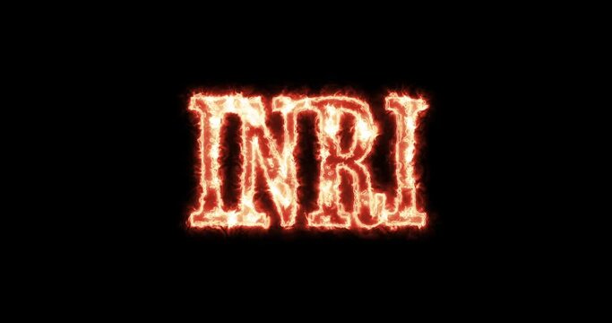 INRI written with fire burning. Loop