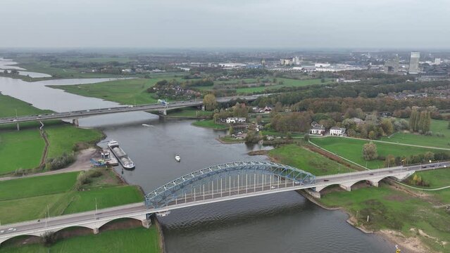 The IJssel Bridge also known as Katerveerbrug connection across the IJssel between Zwolle and Hattem. The Netherlands infrastructure.