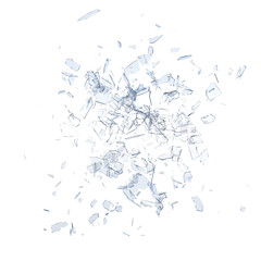 Glass debris isolated transparetn backgound 3d rendering