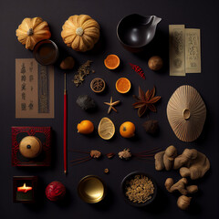 Chinese New Year, Year of The Rat Themed 3D Vector Shadow Item Placement Multiple Colors