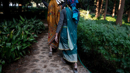 Fototapeta premium indian woman walking in the park