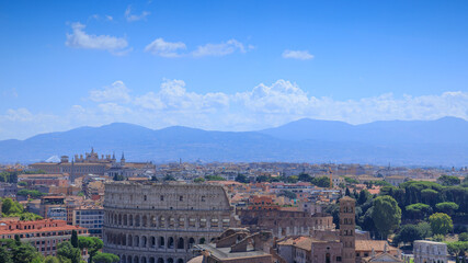 Cityscape  of Rome from Vittoriano: in the center the Colosseum.