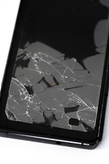 broken glass  on  a smartphone on a white background