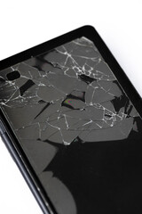broken glass  on  a smartphone on a white background