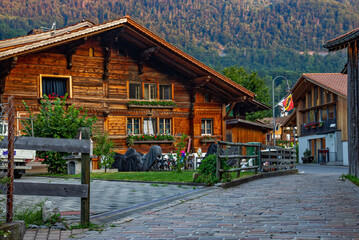 Old traditional wooden house in Swiss Alps