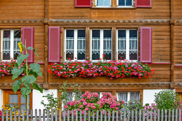 Old traditional window in village in Swiss