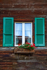 Old traditional window in village in Swiss