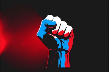 protest fist red white blue illustration