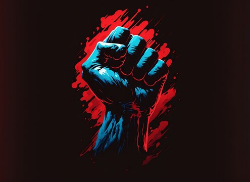protest fist red white blue illustration