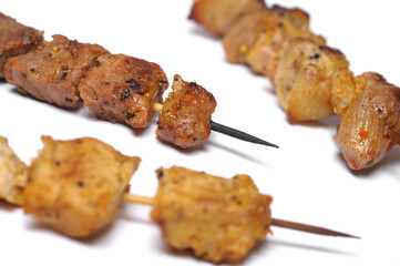 meat skewers isolated on a white background