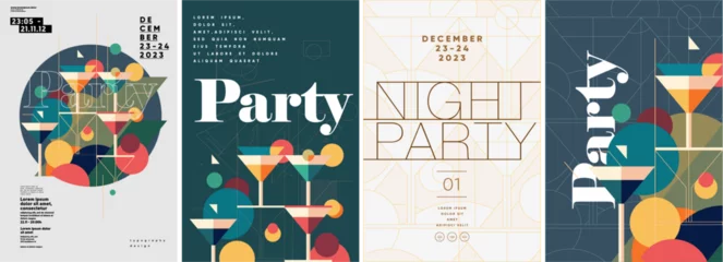 Foto op Plexiglas Cocktail Party. Nightclub. Typography design. Set of flat vector illustrations.  Poster, label, cover. © Molibdenis-Studio