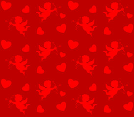 Love pattern seamless background. Design with cupid. vector.