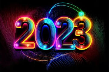 2023 new year's eve neon lights