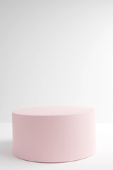 Abstract minimal scene with Cylinder podiums in cream pink colors. 3d render.