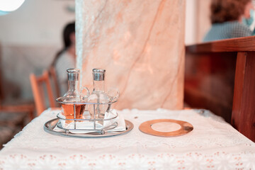 Wine and the body of Christ during wedding ceremony,sacrifice
