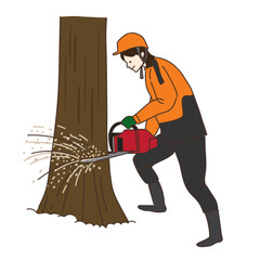林業　伐採　木を切る　きこり　仕事