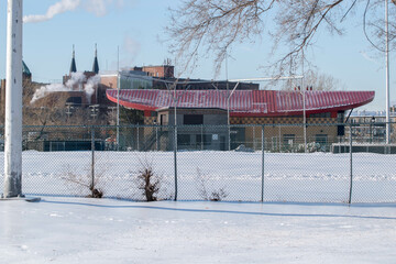 MONTREAL, Verdun district of Montreal in winter. Parc Arthur-Therrien In Montreal Verdun. Winter in Montreal