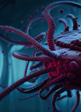 Flagellum of a bacteria, illustration