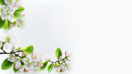 Fototapeta na wymiar Beautiful spring flowers, apple blossoms, background/wallpaper/invitations/cards, generative ai, digital art