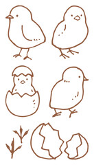 手描き風のひよこのイラスト