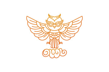 owl line logo design concept, cute and elegant for brand 