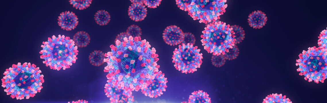 West Nile virus particles, illustration