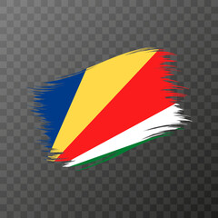 Seychelles national flag. Grunge brush stroke. Vector illustration on transparent background.