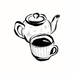 Abstract contemporary mid century modern ink boho black k illustration. Hand drawn trendy vector posters, illustrations for print.