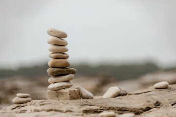 stack of stones on the beach
