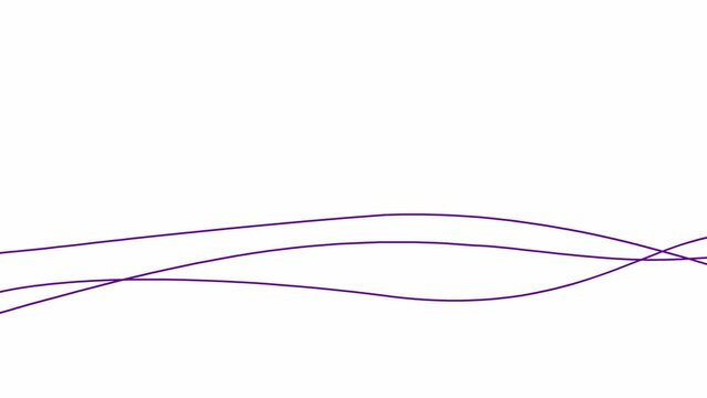 Animated stripes appear and disappear. Decorative lines. Three violet bars. Waves gradually changes shape. Looped video. Flat vector illustration isolated on a white background.stripe, tape, line, rib