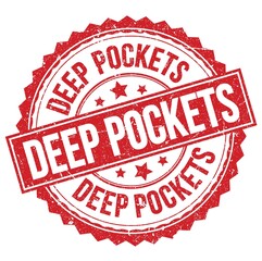 DEEP POCKETS text on red round stamp sign