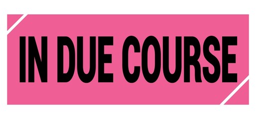 IN DUE COURSE text on pink-black grungy stamp sign.