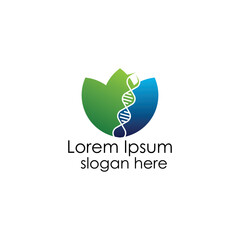 lotus and DNA logo design vector, nature and medical logo concept