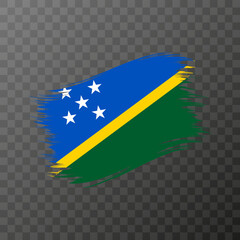 Solomon Islands national flag. Grunge brush stroke. Vector illustration on transparent background.